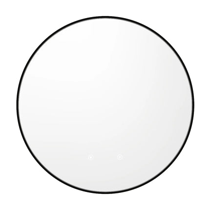 Miroir rond lumineux avec éclairage LED - Noir - 60 cm - PEONIA