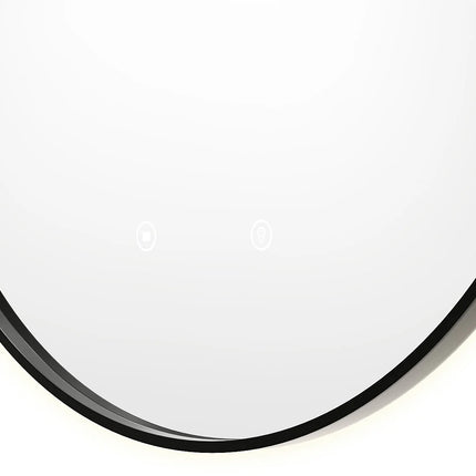 Miroir rond lumineux avec éclairage LED - Noir - 60 cm - PEONIA