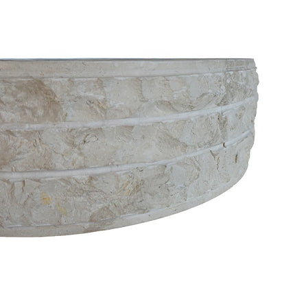 Vasque à poser en marbre naturel finition mate avec vasque ronde - Crème - 40 cm - CIRILA