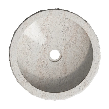 Vasque à poser en marbre naturel finition mate avec vasque ronde - Crème - 40 cm - CIRILA