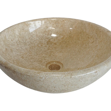 Vasque à poser ronde en marbre poli avec vasque ronde - Crème - 40 cm - LAVINO