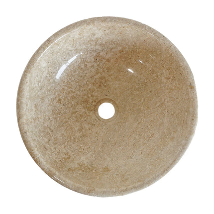 Vasque à poser ronde en marbre poli avec vasque ronde - Crème - 40 cm - LAVINO
