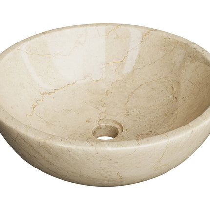Vasque à poser ronde en marbre poli avec vasque ronde - Crème - 40 cm - LAVINO