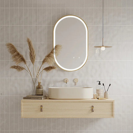 Miroir lumineux LED anti-buée avec cadre noir - 60 cm - ALARICO
