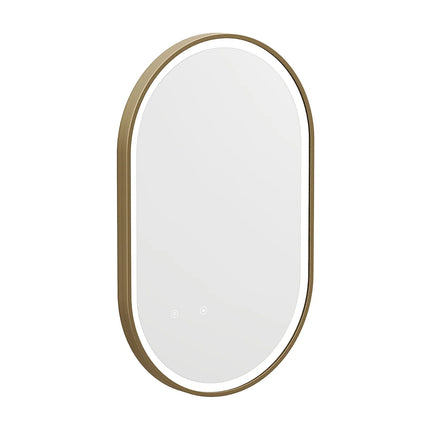 Miroir lumineux ovale avec éclairage LED - doré - 50 cm - Les Astucieux