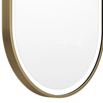 Miroir lumineux ovale avec éclairage LED - doré - 50 cm - Les Astucieux