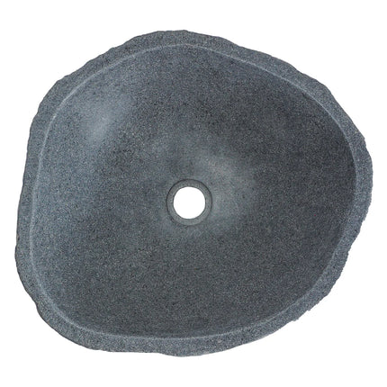 Vasque de salle de bain en pierre naturelle avec vasque asymétrique - Gris - 50 cm - WATU