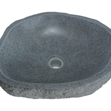 Vasque de salle de bain en pierre naturelle avec vasque asymétrique - Gris - 50 cm - WATU