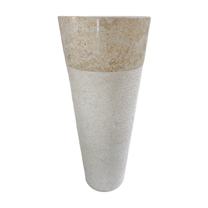 Vasque sur pied en marbre crème avec vasque ronde - 40 cm - LANTA