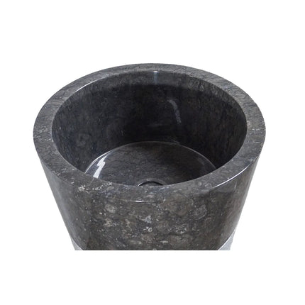 Vasque sur pied en marbre massif avec vasque ronde - Gris naturel - 40 cm - LANTA