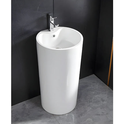 Vasque sur pied design contemporain avec vasque arrondie - blanc éclatant - 45 cm - TOTAM