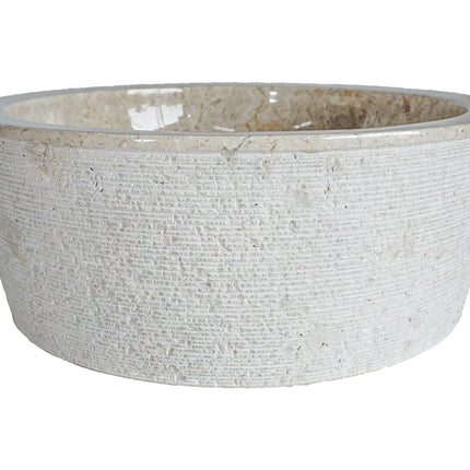 Vasque de salle de bain en marbre massif avec vasque ronde striée - crème - 40 cm - MARBLE