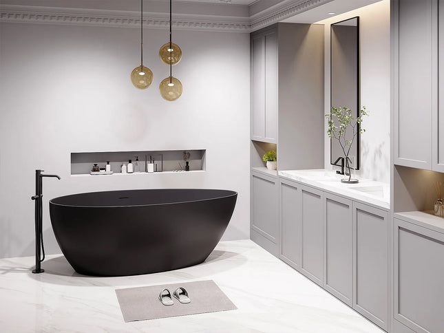 Baignoire à poser ovale finition noir mat - 160 cm - APULIA