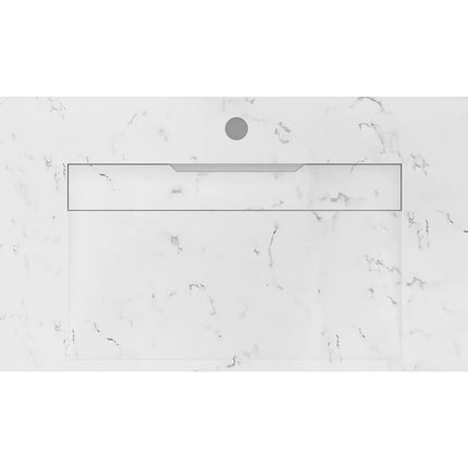 Vasque suspendue effet marbre blanc mat avec vasque rectangulaire - 90.2 cm - TAKOTNA