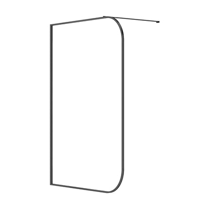 Paroi de douche courbée finition mate avec barre de stabilisation - Noir mat - 140 cm - DS CONCEPT