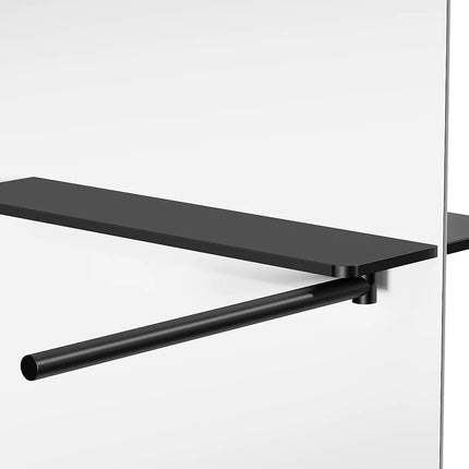 Paroi de douche à l'italienne design contemporain avec porte-serviette et étagères - Noir mat - 120 cm - POMARO