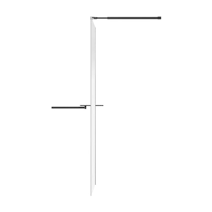 Paroi de douche à l'italienne finition verre dégradé mat avec porte-serviette et étagères - Noir mat - 140 cm - POMARO