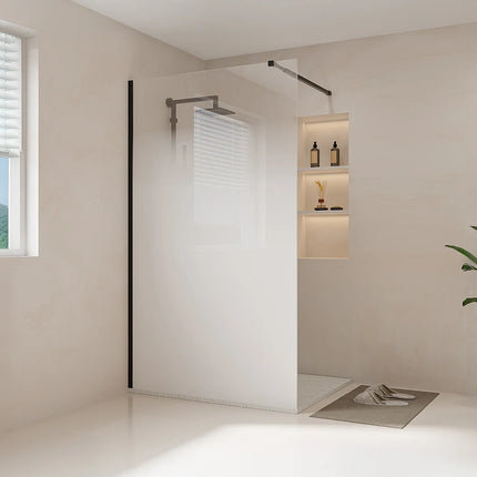 Paroi de douche à l'italienne finition mate avec dégradé - Noir mat - 120 cm - POMARO