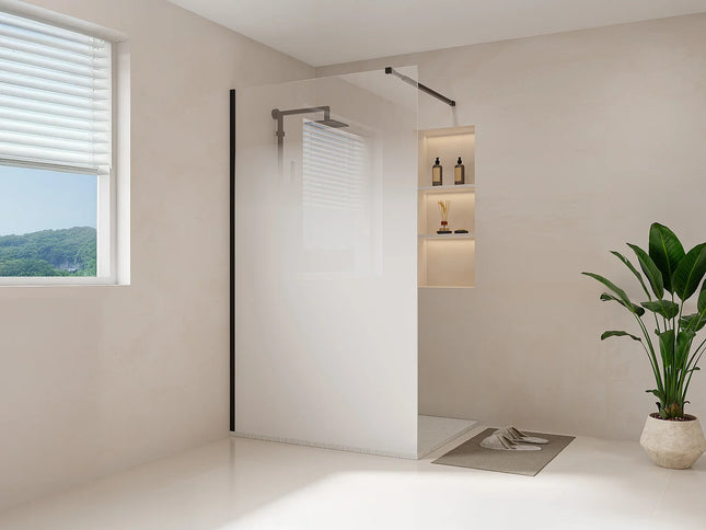 Paroi de douche à l'italienne finition mate avec dégradé - Noir mat - 120 cm - POMARO