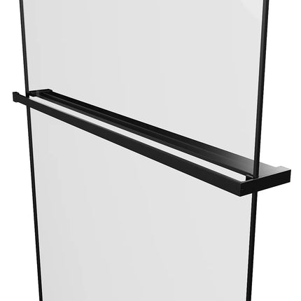 Paroi de douche à l'italienne avec porte-serviettes et étagère intégrée - Noir mat - 120 cm - BONPERO