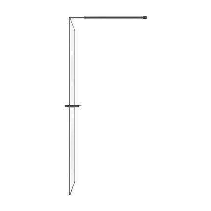Paroi de douche à l'italienne avec porte-serviettes et étagère intégrée - Noir mat - 140 cm - Les Astucieux