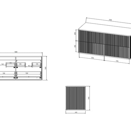 Meuble sous vasque suspendu rainuré avec liseré doré - Noir - 120 cm - KELIZA