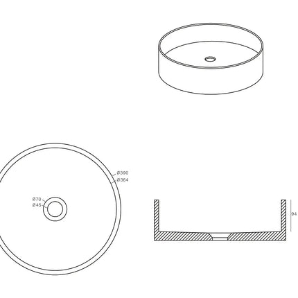Vasque à poser ronde finition polie avec bonde clic-clac - Blanc - 39 cm - DUKAT