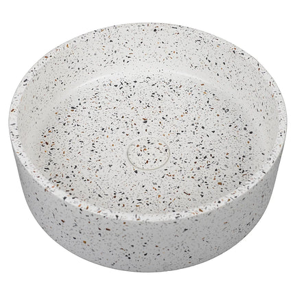 Vasque à poser ronde finition polie avec bonde clic-clac - Blanc - 39 cm - DUKAT