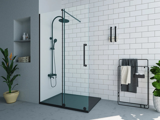 Paroi de douche à l'italienne avec porte coulissante - Doré brillant - 120 cm - YOREM