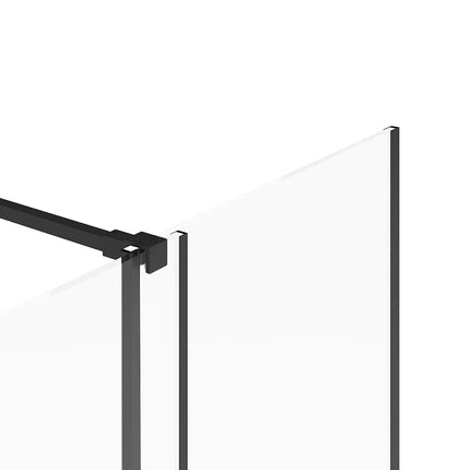 Paroi de douche à l'italienne noir mat avec porte coulissante - 140 cm - YOREM