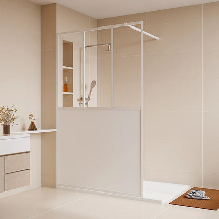 Paroi de douche style atelier avec verre teinté noir - Noir mat - 120 cm - URBANIK
