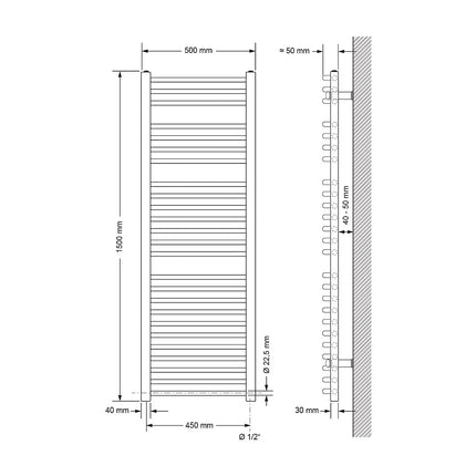 Radiateur sèche-serviettes électrique finition chromée - 50 cm - DS CONCEPT