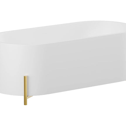 Baignoire ovale à poser avec pieds dorés - Blanche - 160 cm - ALONSA