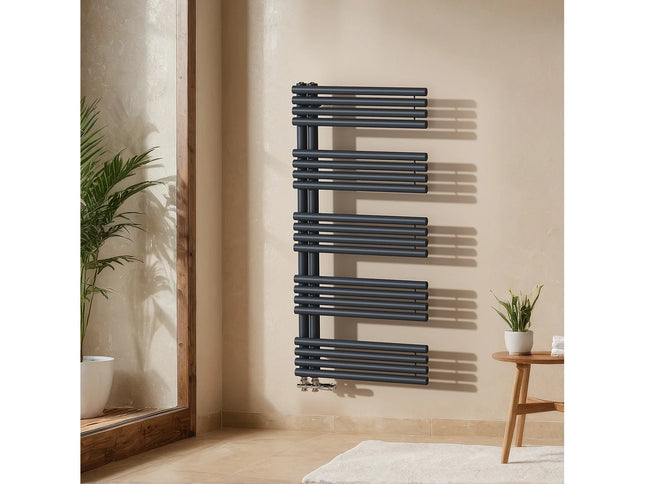 Sèche-serviettes à eau chaude tubes ronds - Anthracite - 60 cm - DS CONCEPT