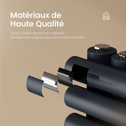 Sèche-serviettes à eau chaude tubes ronds - Anthracite - 60 cm - DS CONCEPT