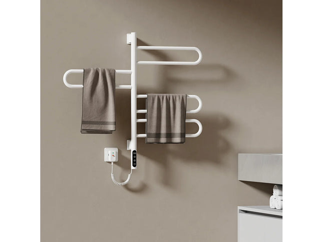 Sèche-serviettes mural pivotant avec thermostat intelligent WiFi - Blanc - 43 cm - DS CONCEPT