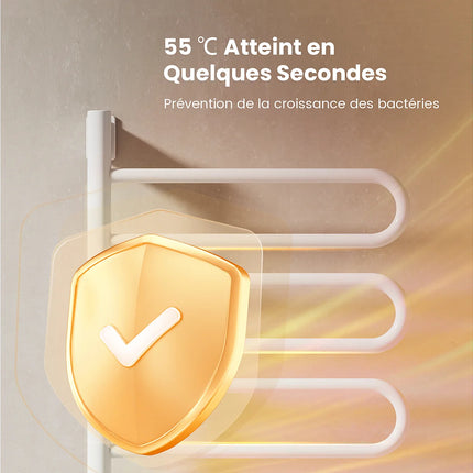 Sèche-serviettes mural pivotant avec thermostat intelligent WiFi - Blanc - 43 cm - DS CONCEPT
