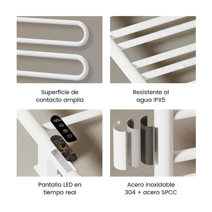 Sèche-serviettes mural pivotant avec thermostat intelligent WiFi - Blanc - 43 cm - DS CONCEPT