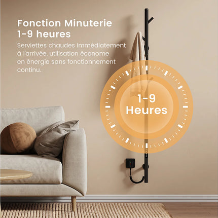 Sèche-serviettes électrique design moderne suspendu - Noir - 12,5 cm - DS CONCEPT
