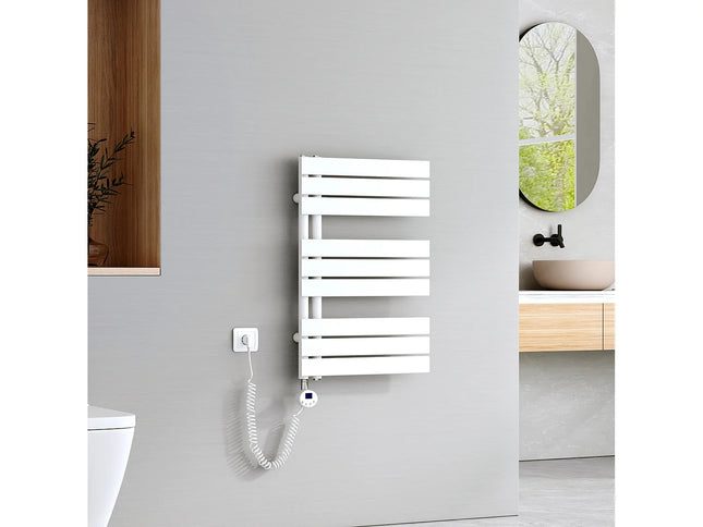 Sèche-serviettes électrique suspendu avec tige chauffante - Blanc - 50 cm - DS CONCEPT