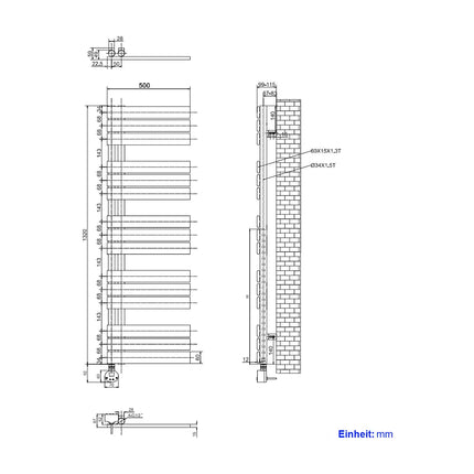 Sèche-serviettes électrique design avec thermostat - Blanc - 50 cm - EMKE