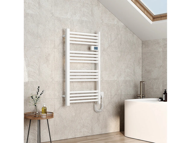 Sèche-serviettes électrique blanc avec thermostat digital - 96 cm - EMKE