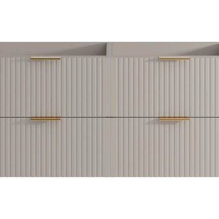 Meuble sous vasque strié avec 4 tiroirs - Beige - 120 cm - ZEVARA