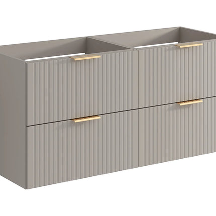 Meuble sous vasque strié avec 4 tiroirs - Beige - 120 cm - ZEVARA