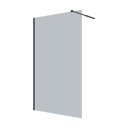 Paroi de douche à l'italienne finition verre fumé avec barres aluminium noir mat - Noir fumé - 120 cm - MALIKA II