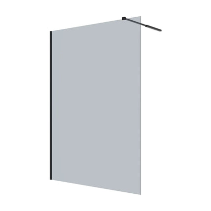 Paroi de douche à l'italienne finition verre fumé avec barre stabilisation réglable - Noir fumé - 140 cm - MALIKA II