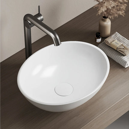 Lavabo à poser en céramique avec vasque ovale - blanc - 41,5 cm - DS CONCEPT