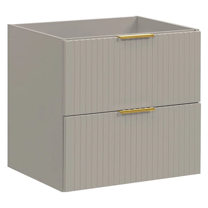 Meuble sous vasque rainuré avec 2 tiroirs - Beige - 60 cm - ZEVARA