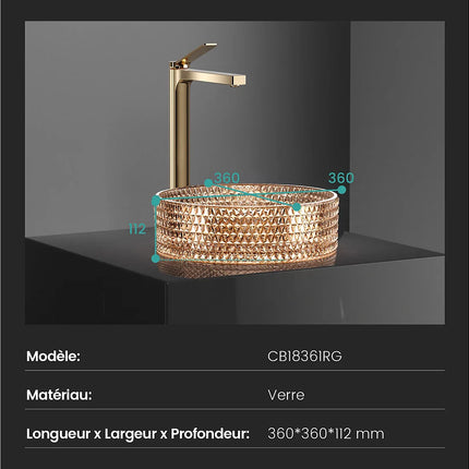 Lavabo à poser design cylindrique en verre trempé transparent - 36 cm - DS CONCEPT