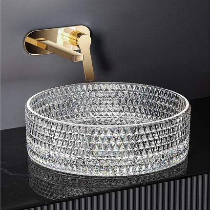 Vasque à poser design épuré avec vasque ronde - Transparent - 36 cm - DS CONCEPT